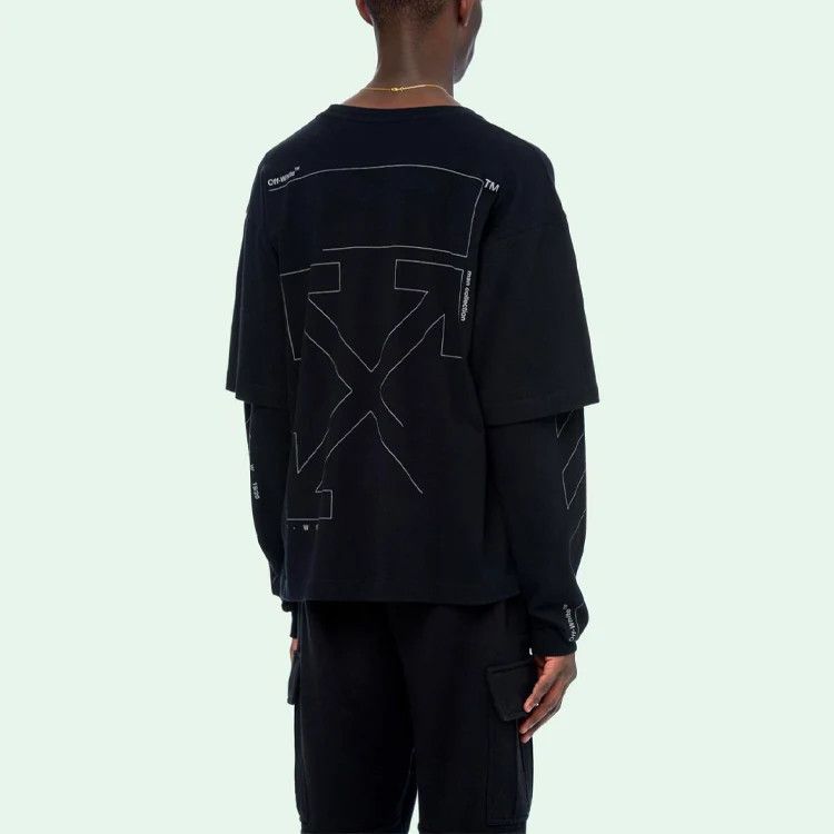 Off-White Black Unfinished Reflective Arrows Long Sleeve T-Shirt Size XL / US 12-14 / IT 48-50 - 4 Thumbnail