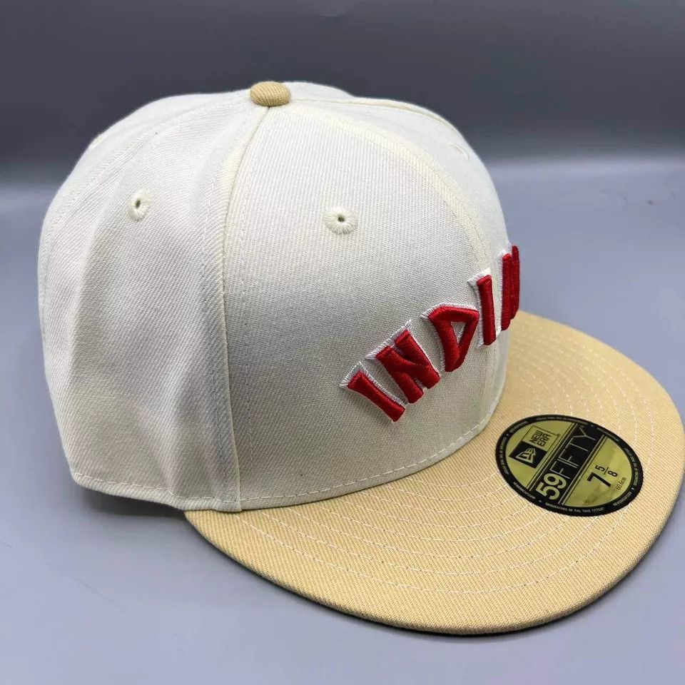 New Era Cleveland Guardians Hat Men 7 5/8 White MLB Fitted Cap New Size ONE SIZE - 4 Thumbnail
