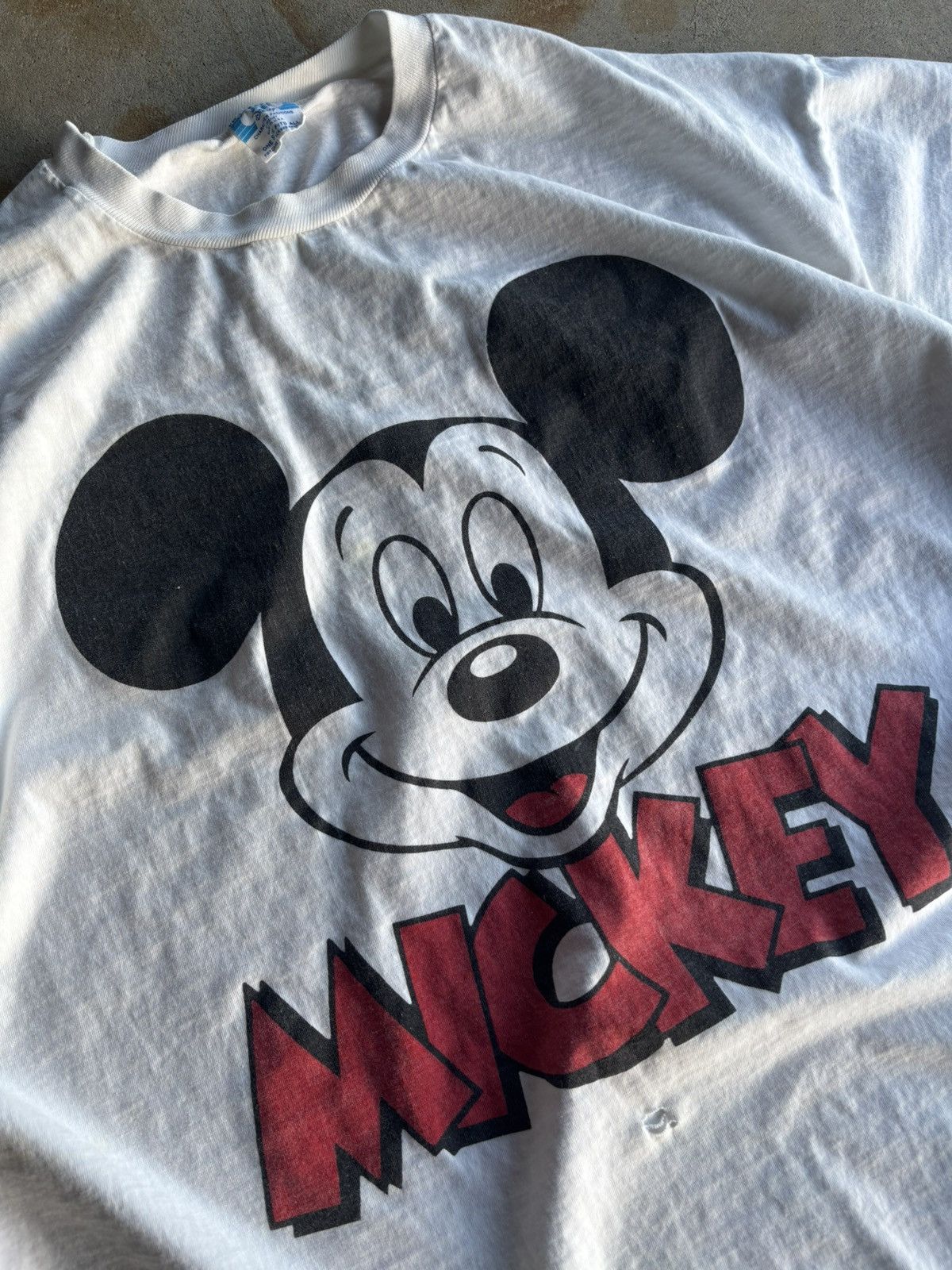 Disney Vintage 90s Mickey Big Face White Grail Tee Size US XL / EU 56 / 4 - 3 Thumbnail