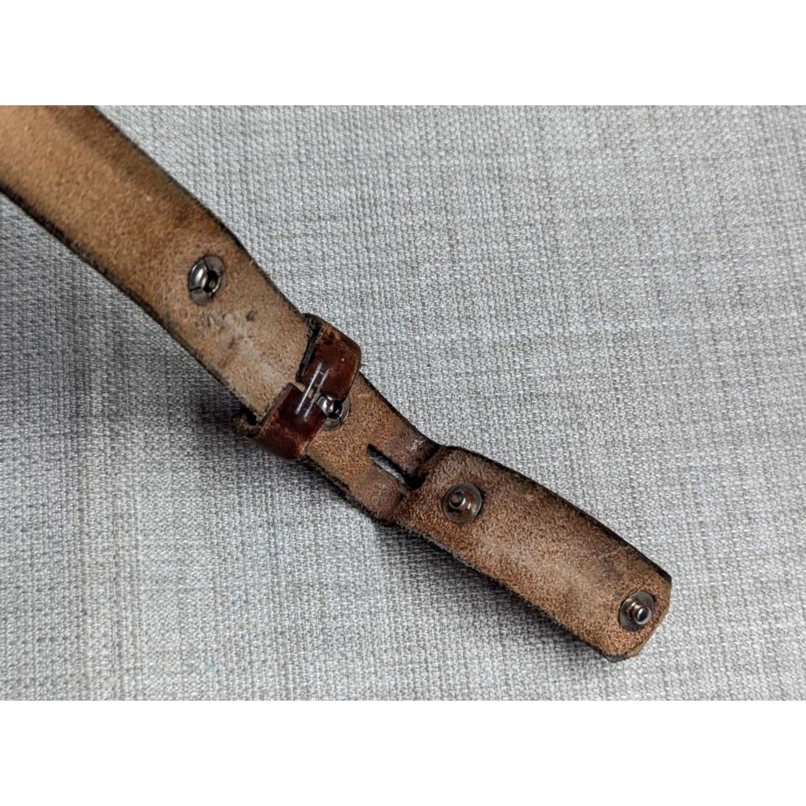 Vintage VINTAGE handcrafted brown leather belt Western Men 40 belt buckle West cowboy 7/8" width Weave Full Grain Cowhide Size 40 - 4 Thumbnail