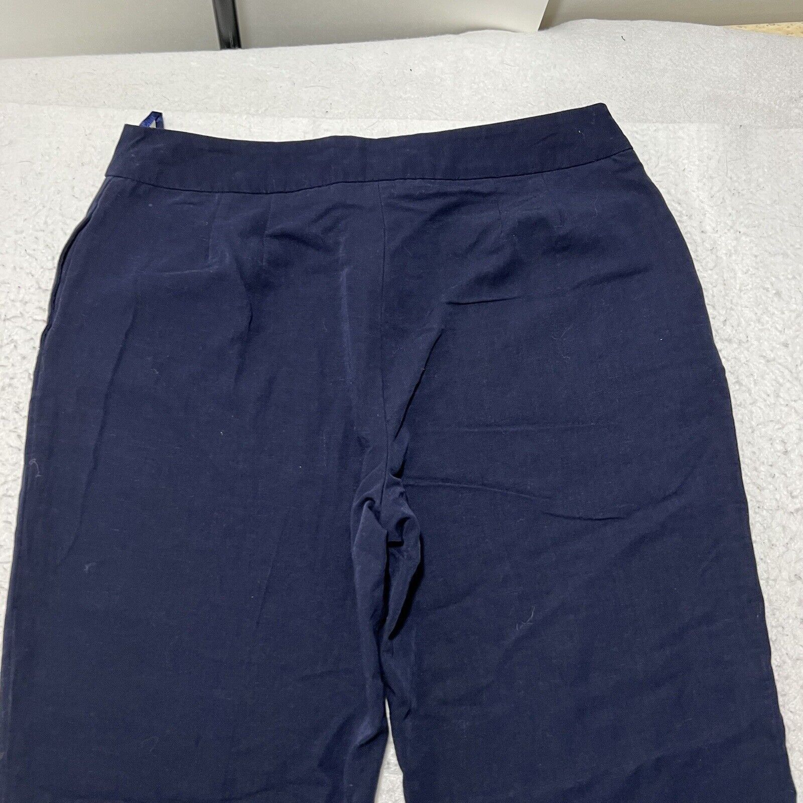 Jones New York Jones Wear 10P Flat Front Linen Blend Navy Blue Chino Pants Size 32" / US 10 / IT 46 - 6 Thumbnail