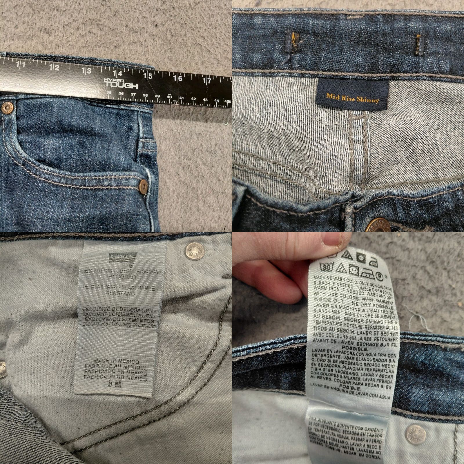 Levi's Levi’s Jeans Womens 8M Blue Denim Mid Rise Skinny Stretch Casual 5-Pocket Regular Levi’s 700 Series Hemmed Size 30" / US 8 / IT 44 - 8 Thumbnail
