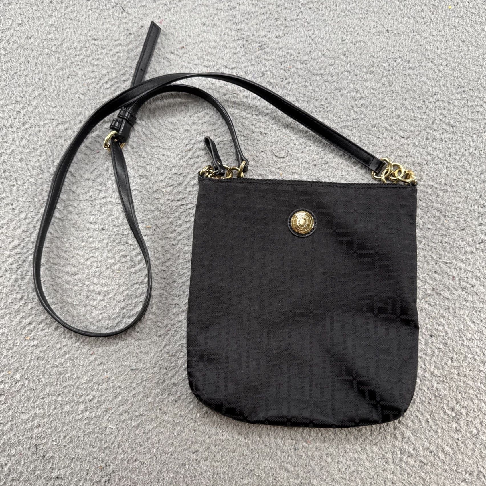 Tommy Hilfiger Tommy Hilfiger Crossbody Bag Black Jacquard Logo Print Adjustable Strap Zip Up Womens Size ONE SIZE - 2 Thumbnail