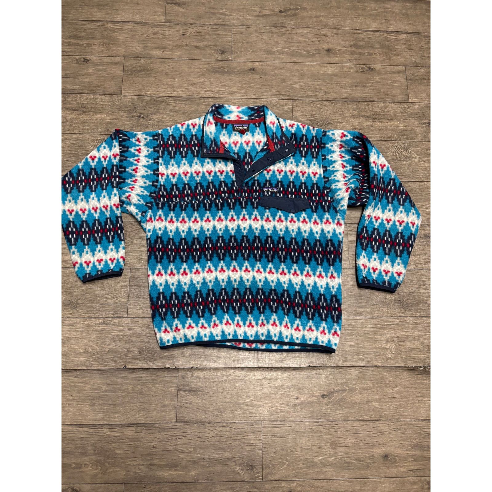 Patagonia Patagonia Blue Synchilla Fleece Tribal Aztec Pullover Sz M Size M / US 6-8 / IT 42-44 - 1 Thumbnail