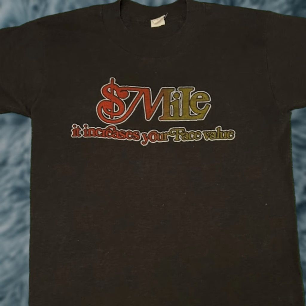 Vintage VINTAGE 80s Smile It Increases Your Face Value Humor Quote VTG Shirt Mens M USA Shirt Mens M Black 80s USA 90s Hip Hop Classic Size US M / EU 48-50 / 2 - 1 Thumbnail