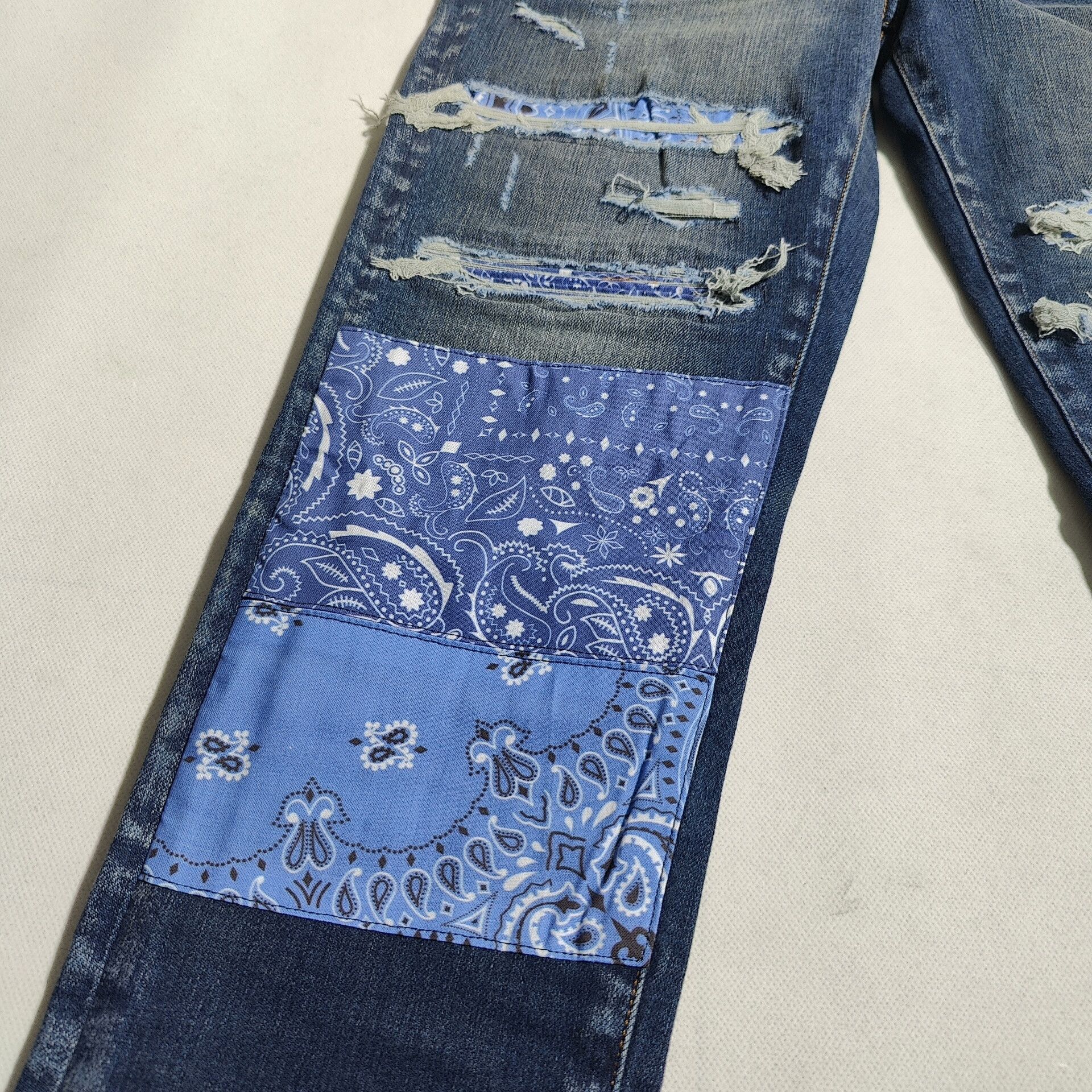 Amiri amiri blue patched ripped skinny jeans Size US 34 / EU 50 - 2 Thumbnail