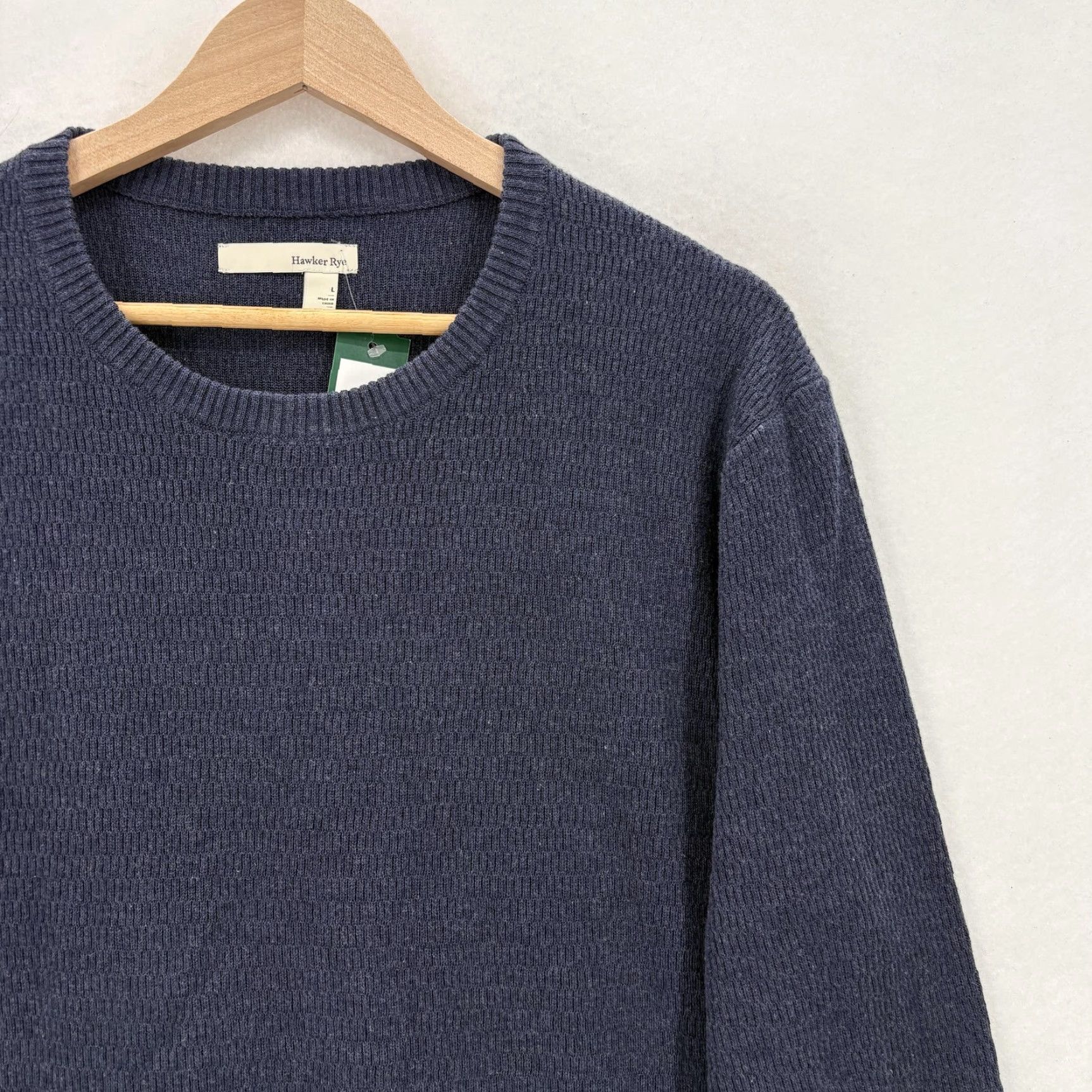 Vintage Hawker Rye Sweater Mens Large Navy Joshua Thermal Crewneck Waffle Knit Pullover Size US L / EU 52-54 / 3 - 2 Thumbnail