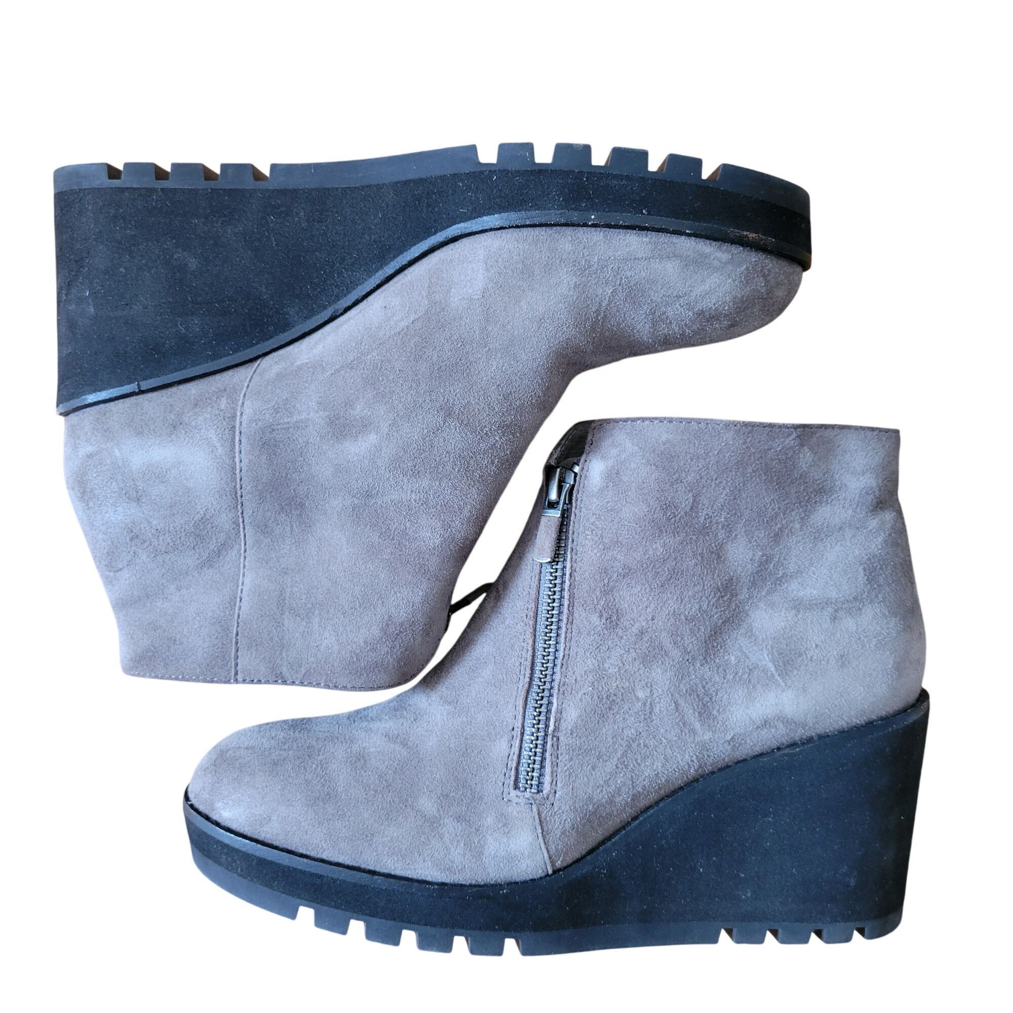 Eileen Fisher Eileen Fisher Taupe Leather Suede Wedge Ankle Boots Zipper 8 Size US 8.5 / IT 38.5 - 1 Thumbnail
