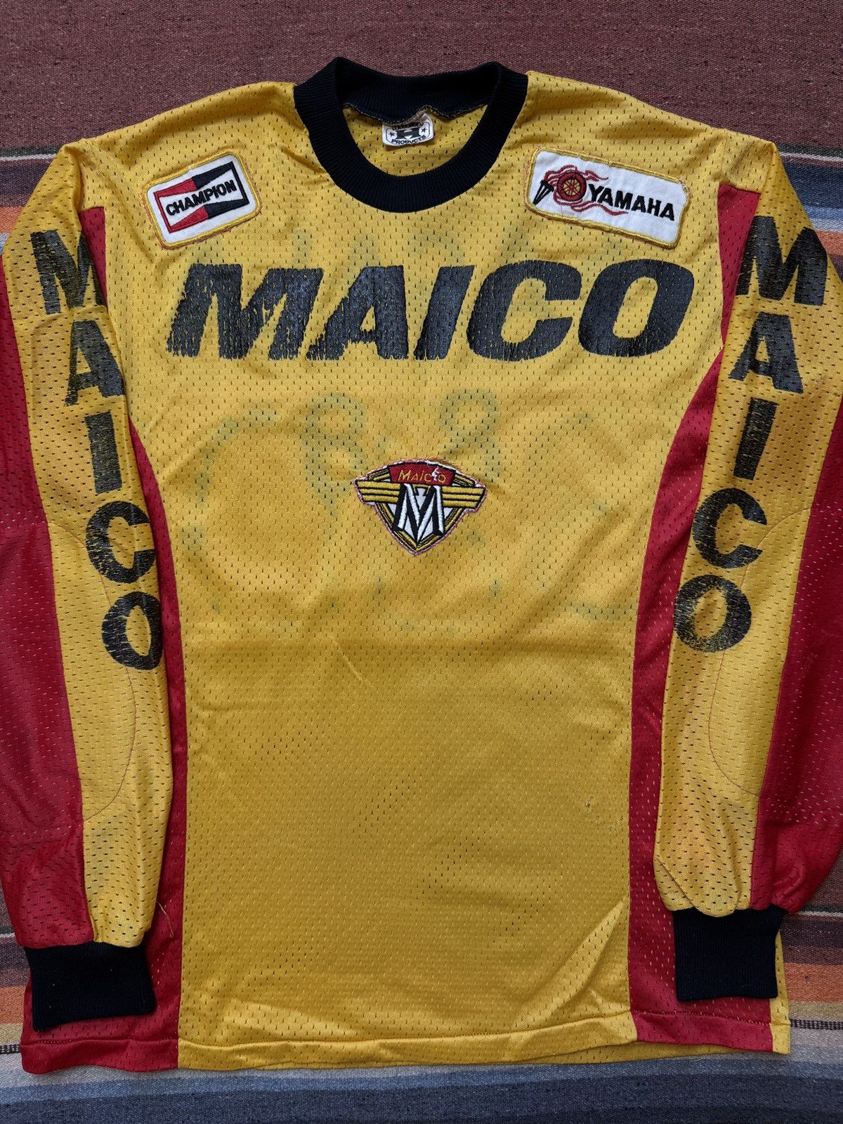 Vintage Vintage 1970's Maico Motorcycle Racing Jersey Shirt Size US L / EU 52-54 / 3 - 2 Thumbnail
