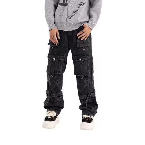VIBE Black Washed Stacked Cargo Jeans Size US 33 - 1 Thumbnail