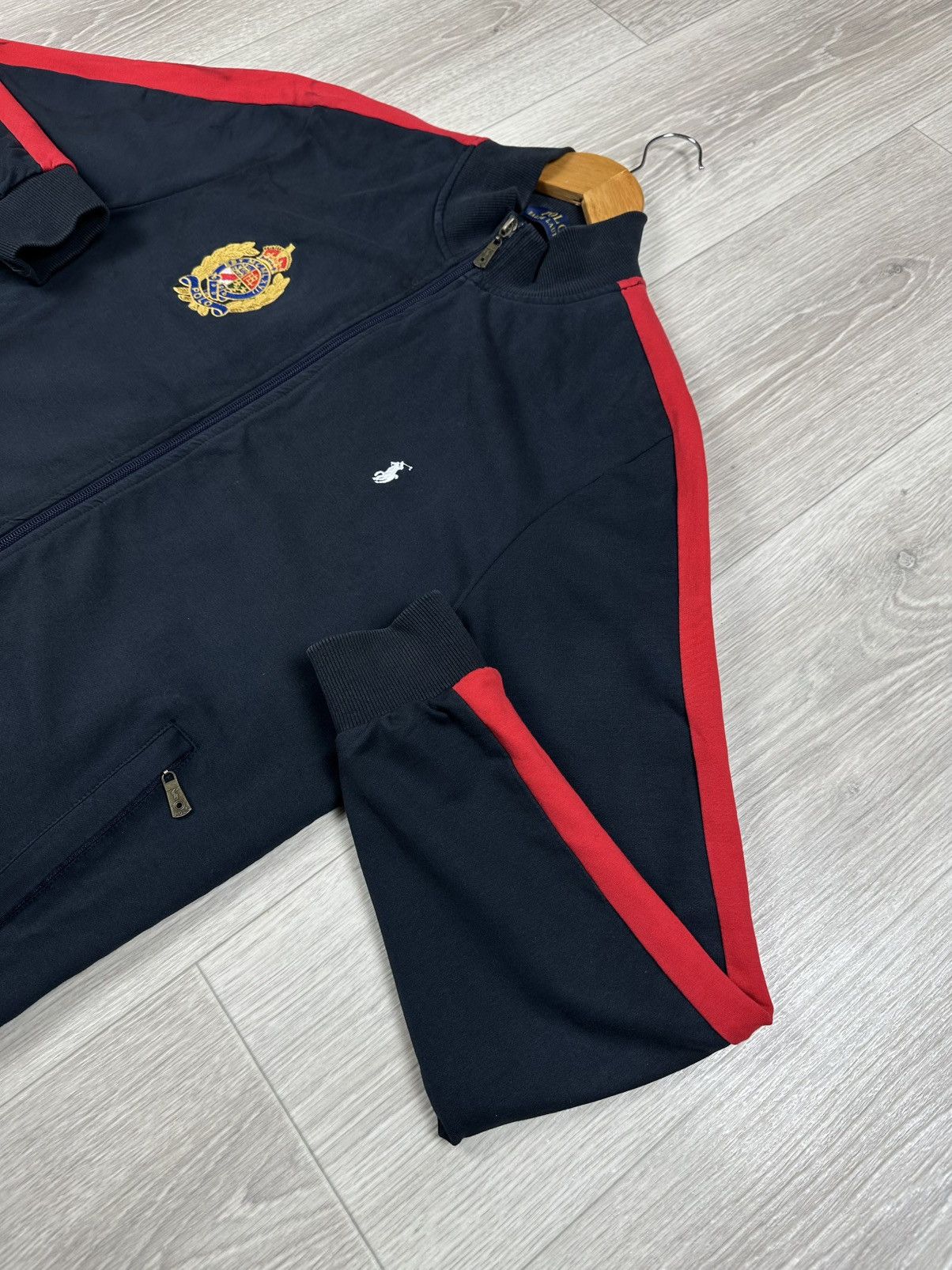Polo Ralph Lauren × Vintage Polo Ralph Lauren Zip Track Top Hoodie Distressed Size L Size US L / EU 52-54 / 3 - 4 Thumbnail
