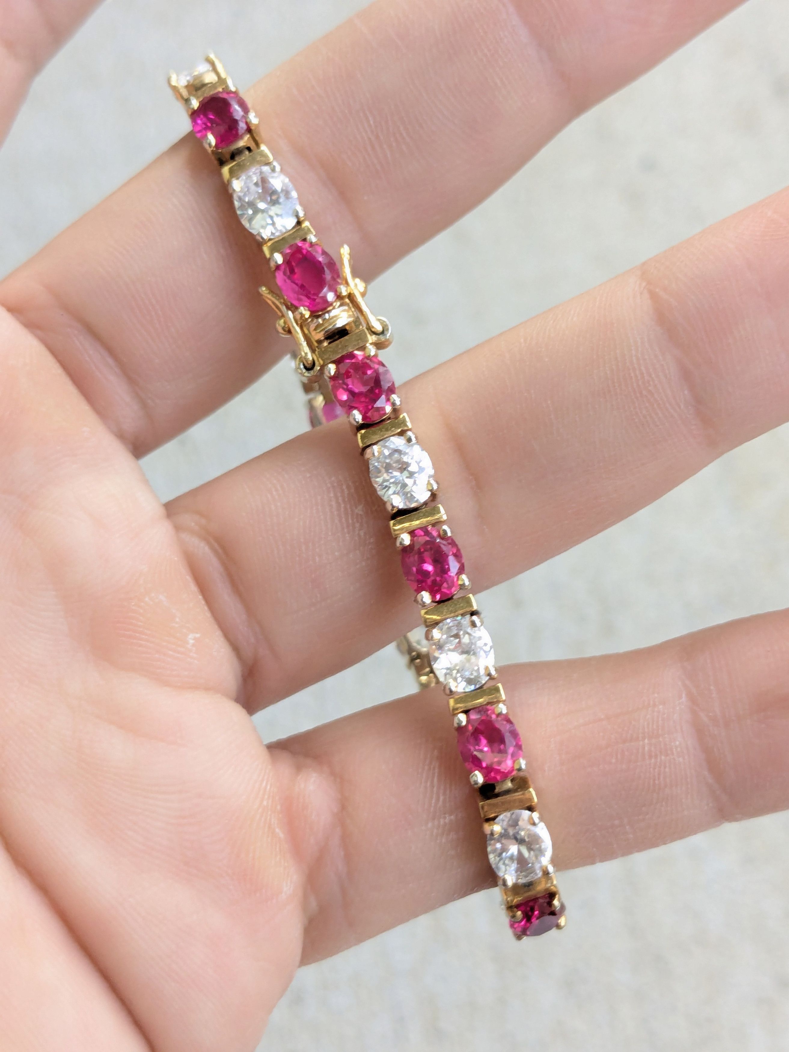 Sterling Silver Sterling Silver Tennis Bracelet Ruby CZ 7.25 Gold Vermeil Size ONE SIZE - 12 Thumbnail