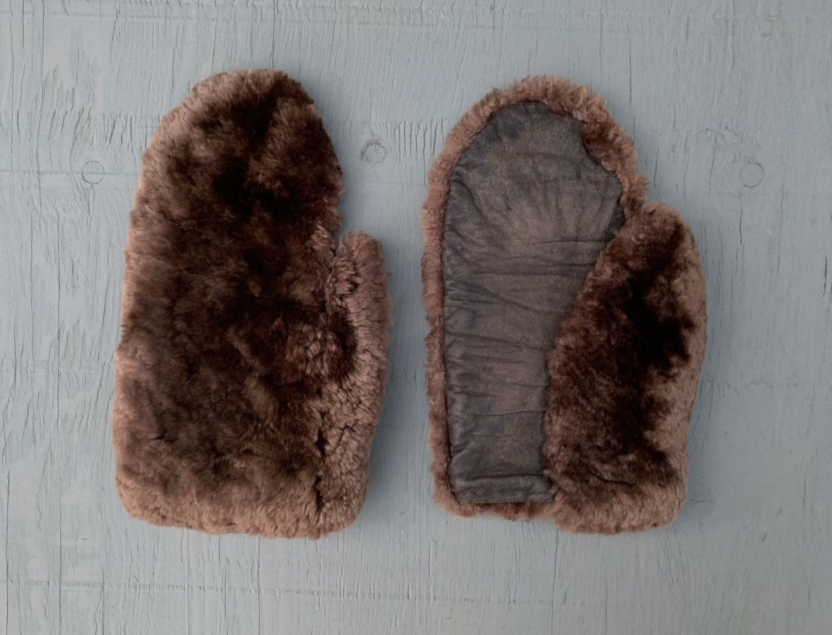Genuine Leather × Vintage Vintage Fur Mittens Antique Sheared Beaver Bear Gauntlets 40 Size ONE SIZE - 11 Thumbnail