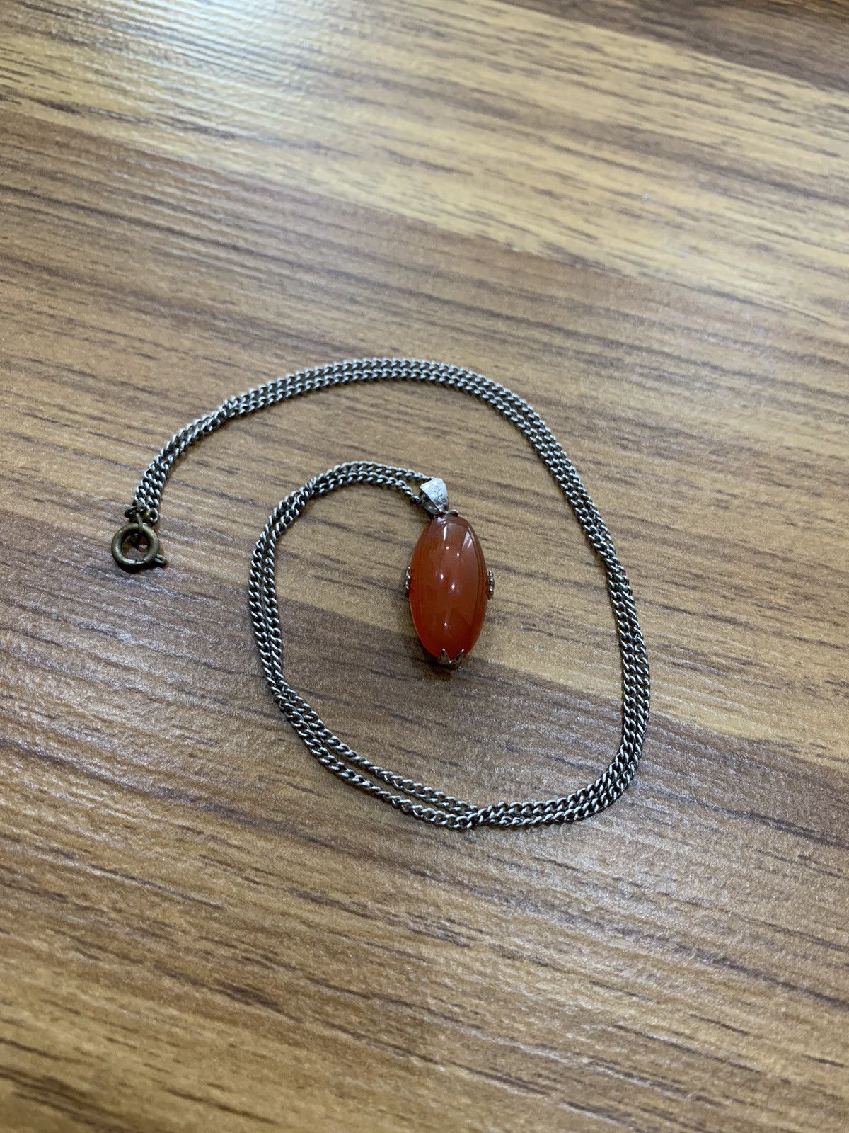 Vintage CARNELIAN PENDANT STERLING SILVER NECKLACE Size ONE SIZE - 1 Thumbnail
