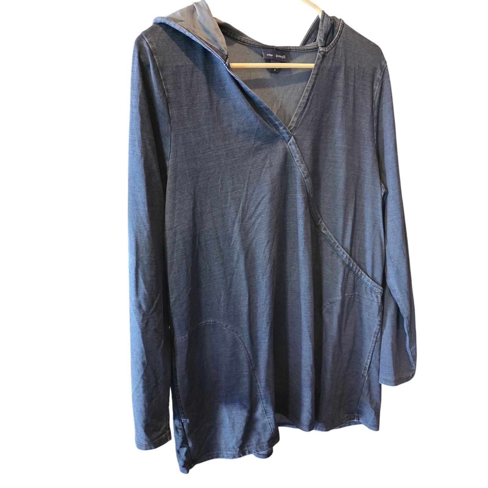 J. Jill J.Jill Pure Jill Hooded Tunic Top M Womens Blue Long Sleeve Size M / US 6-8 / IT 42-44 - 2 Thumbnail