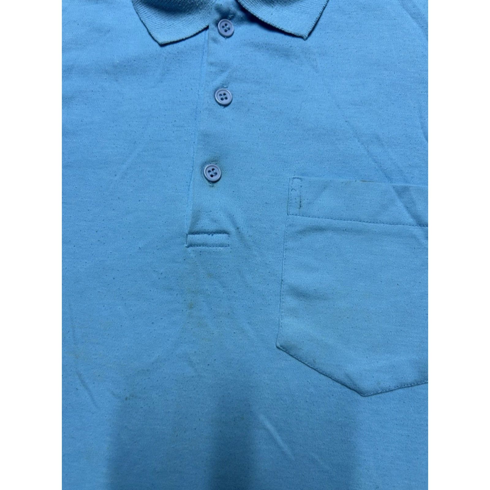 Vintage VINTAGE 80s short sleeve polo shirt light blue soft stained poly cotton medium Polo Shirt Men M Blue 80s Size US M / EU 48-50 / 2 - 4 Thumbnail