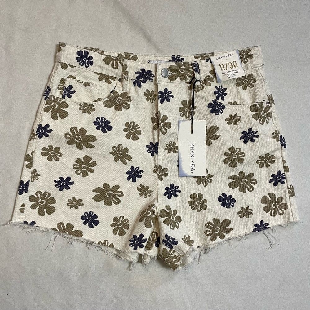 Other NWT New Khaki + Blue High Rise Floral Shorts Size 11/30 Size 30" / US 8 / IT 44 - 2 Thumbnail