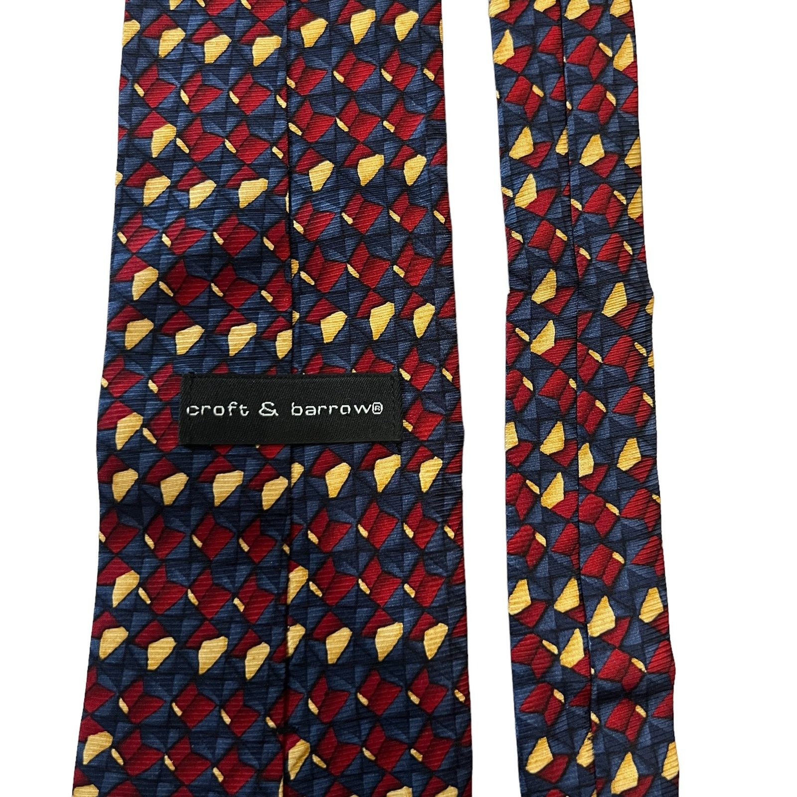 Croft & Barrow Croft & Barrow Burgundy Blue Tan Abstract Geometric Silk Tie Size ONE SIZE - 5 Thumbnail