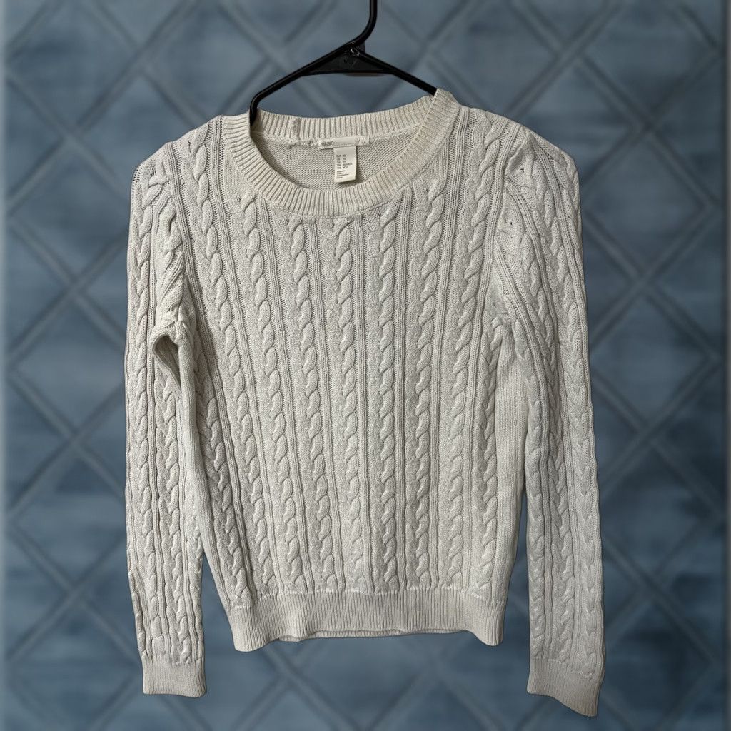 H&M H&M Ivory Knit Sweater XS White Cable Woman Solid Size XS / US 0-2 / IT 36-38 - 1 Thumbnail