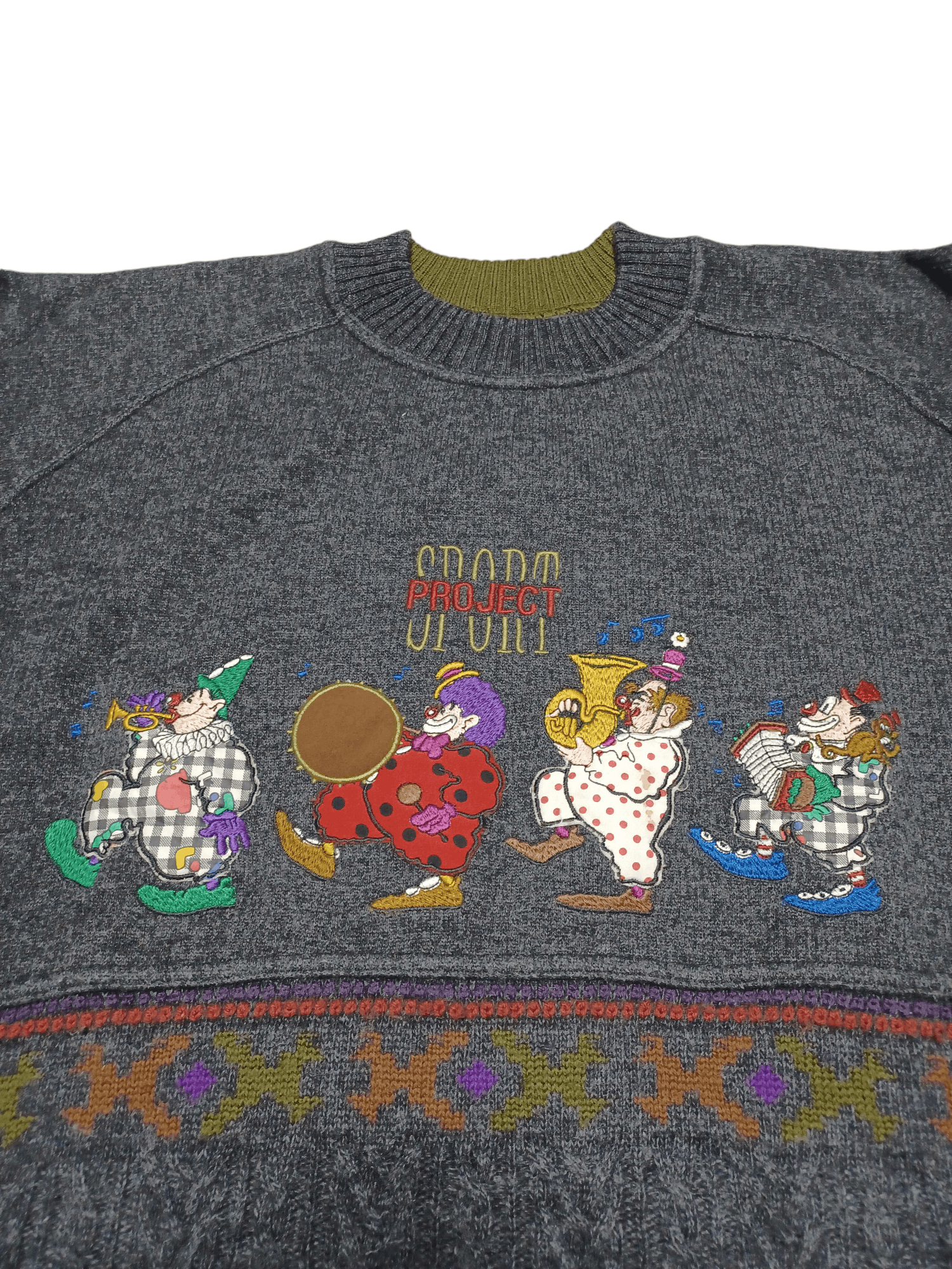 Other FANTASTIC CRAZY Y2K BIG EMBROIDERED LOGO MADE IN ITALY WOOL Size US XL / EU 56 / 4 - 3 Thumbnail