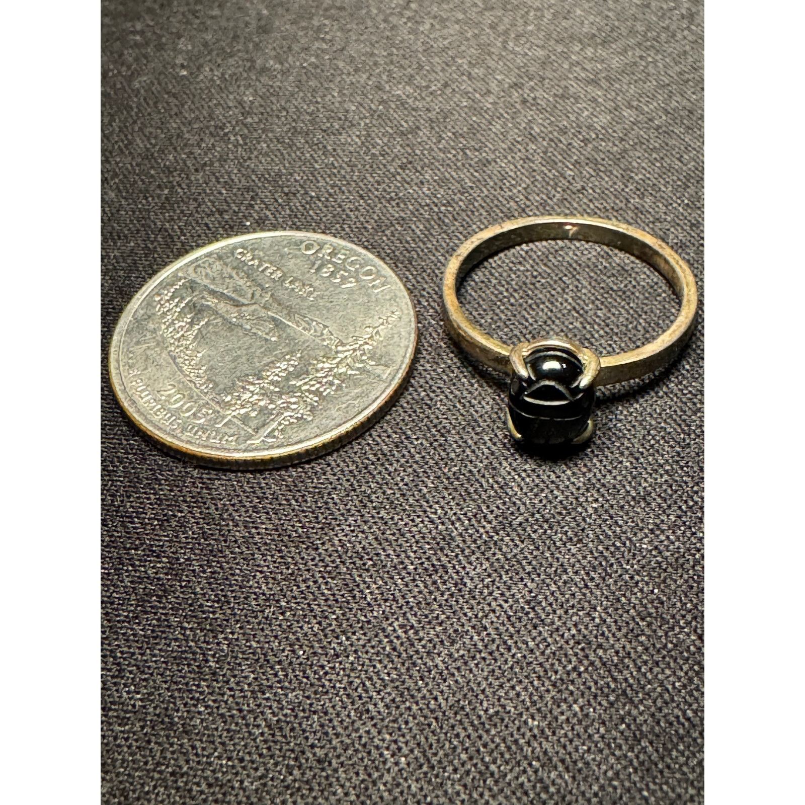 Other 925 Sterling Silver Korea Onyx Scarab Ring Size 7 Size ONE SIZE - 5 Thumbnail