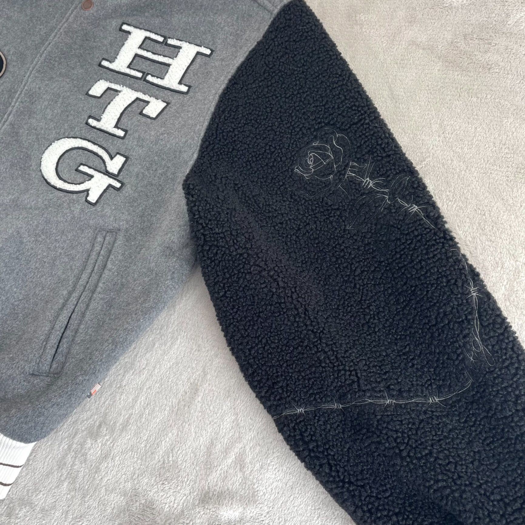 Honor the Gift Honor The Gift HTG Letterman Varsity Jacket Men Medium Wool Gray NWOT Snap Up Size US M / EU 48-50 / 2 - 7 Thumbnail