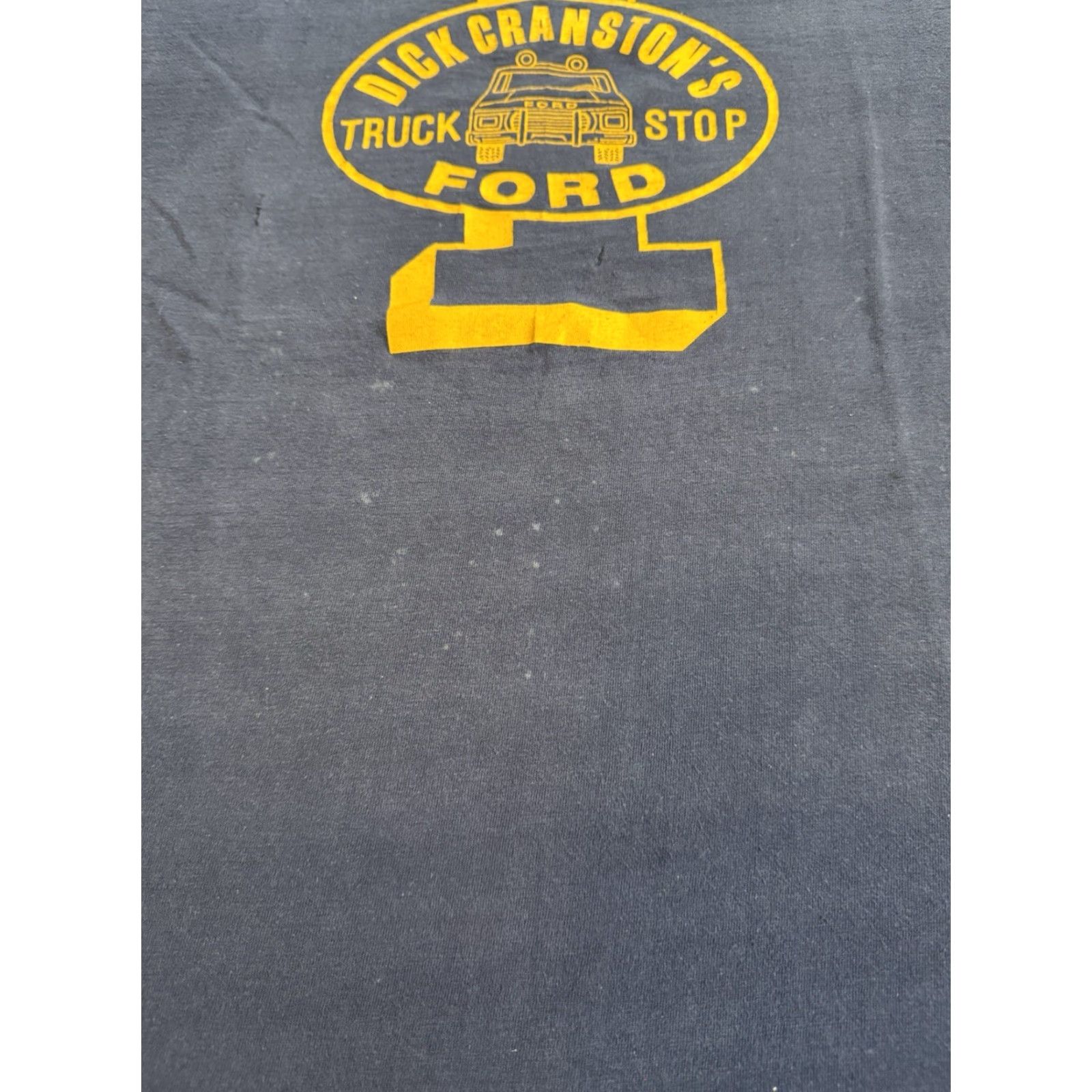 Hanes VINTAGE Dick Cranston’s FORD Truck Stop T Shirt Hanes Sz L Blue 70s Biker Cars Trucks Crew Neck Short Sleeve Cotton Graphic Print Men T-Shirt Size US L / EU 52-54 / 3 - 6 Thumbnail