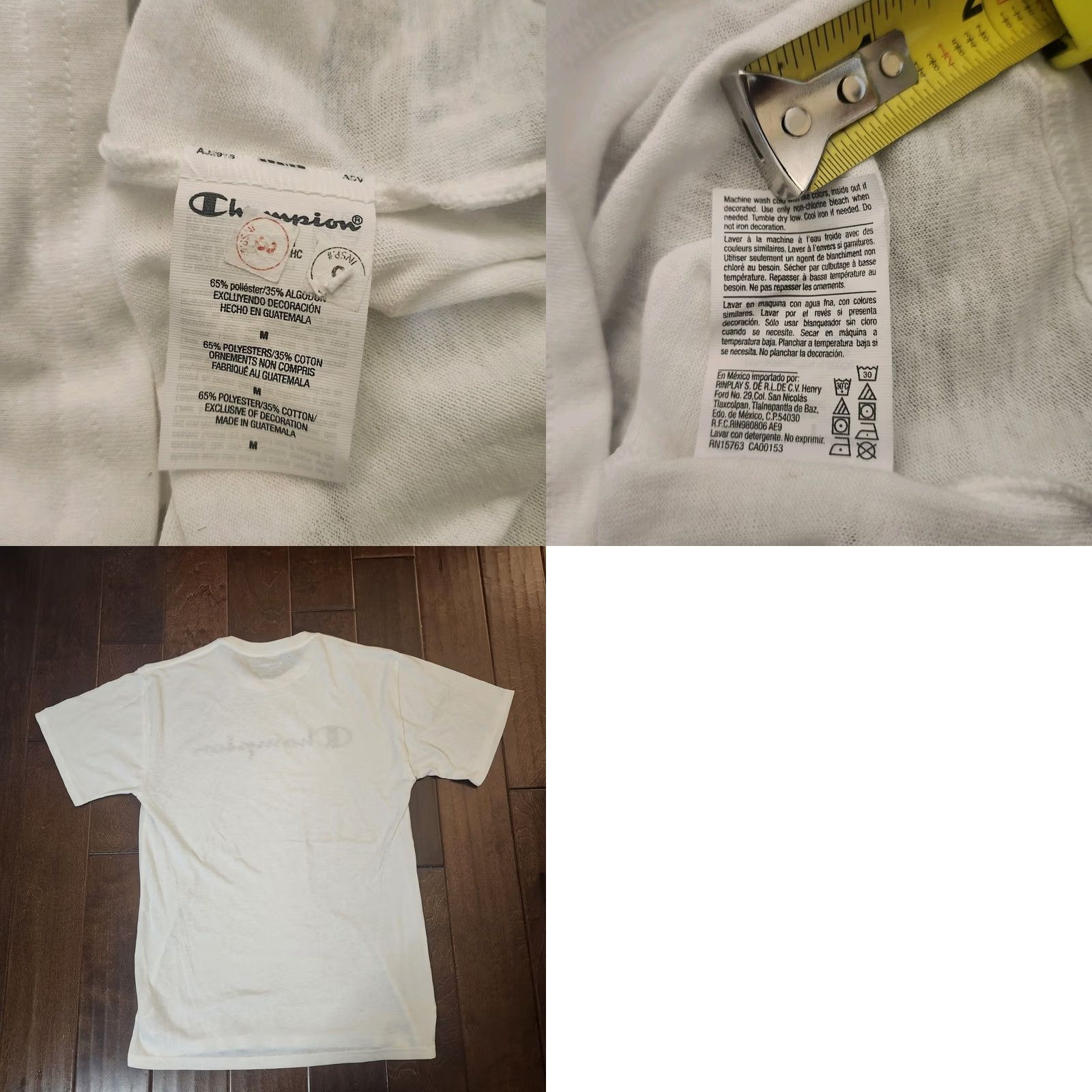 Champion Champion Men's White Logo Short Sleeve T-shirt Tee - Size M Size US M / EU 48-50 / 2 - 9 Thumbnail