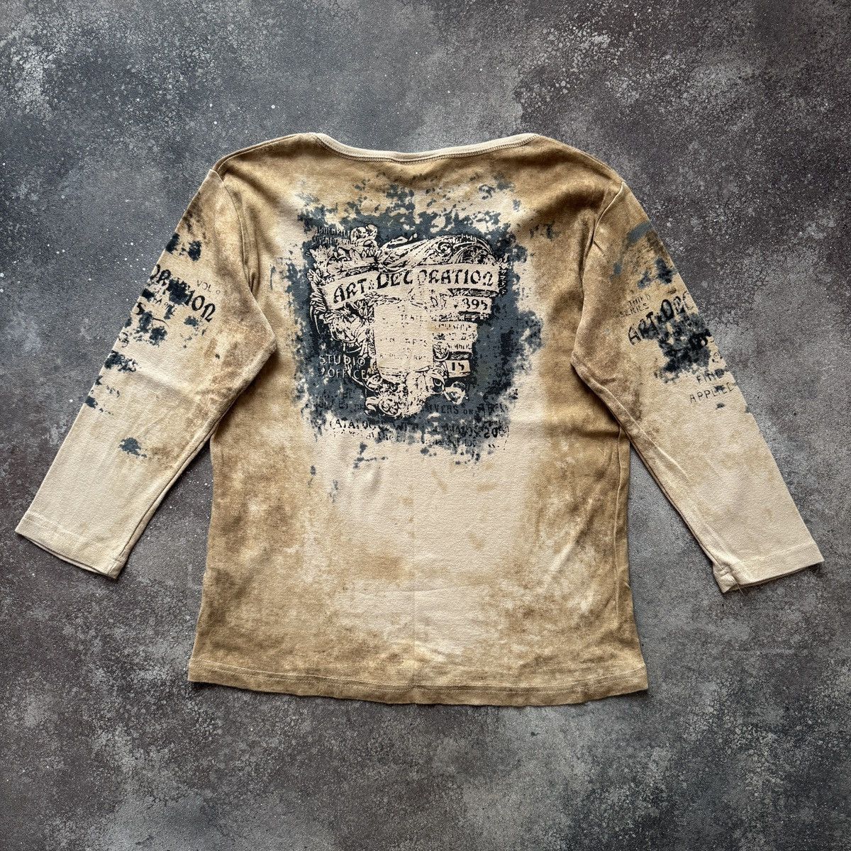 Hysteric Glamour Affliction Style Y2K Gothic Print Vintage 3/4 Sleeve Top Size M / US 6-8 / IT 42-44 - 8 Thumbnail