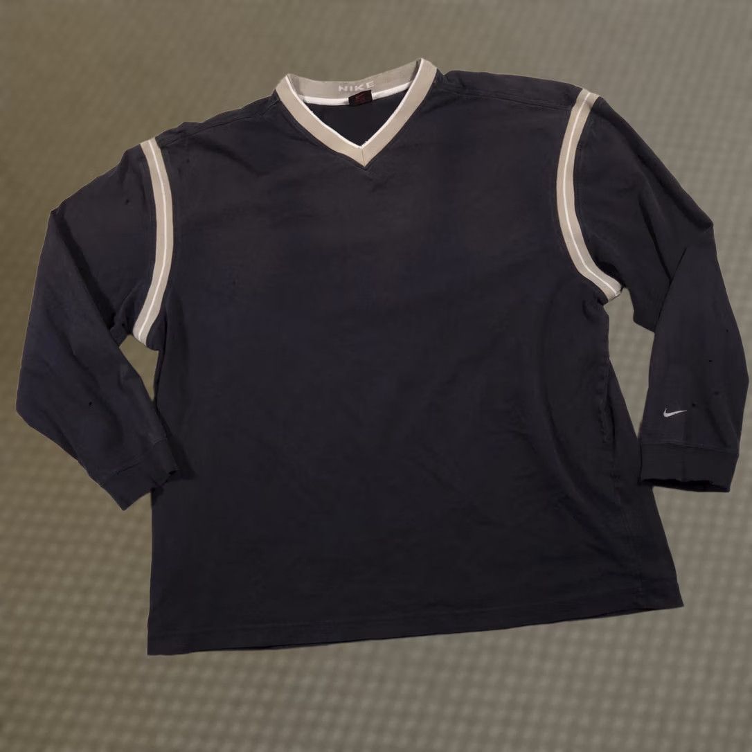 Nike Nike Shirt Mens 2XL Black V-Neck Long Sleeve Contrast Trim Swoosh Casual Size US XXL / EU 58 / 5 - 1 Thumbnail