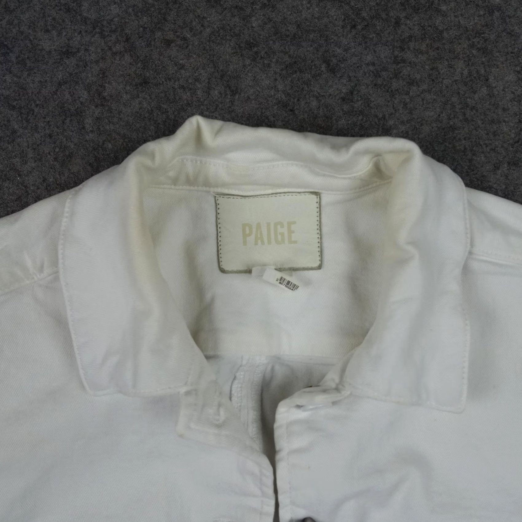 Paige Paige Jacket Womens Medium White Pacey Cropped Denim Button Front Short Trucker Size 32" / US 10 / IT 46 - 2 Thumbnail