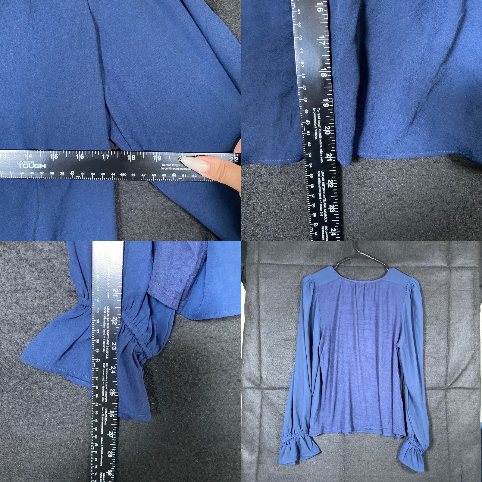 Loft LOFT Womens Blouse Blue Long Sleeve V Neck Button Front Woven Medium Size M / US 6-8 / IT 42-44 - 8 Thumbnail
