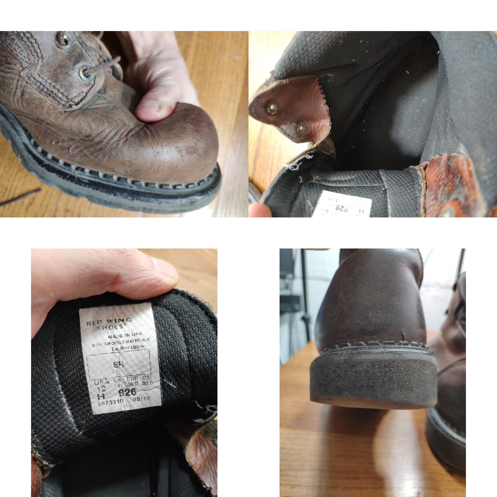 Red Wing VINTAGE Red Wing EH926 Work Boots Boots Mens 12 Leather Brown Waterproof Oil Resistant Rubber Outsole Ankle Lace Up Mens Boots USA 2012 Size US 11 / EU 44 - 8 Thumbnail