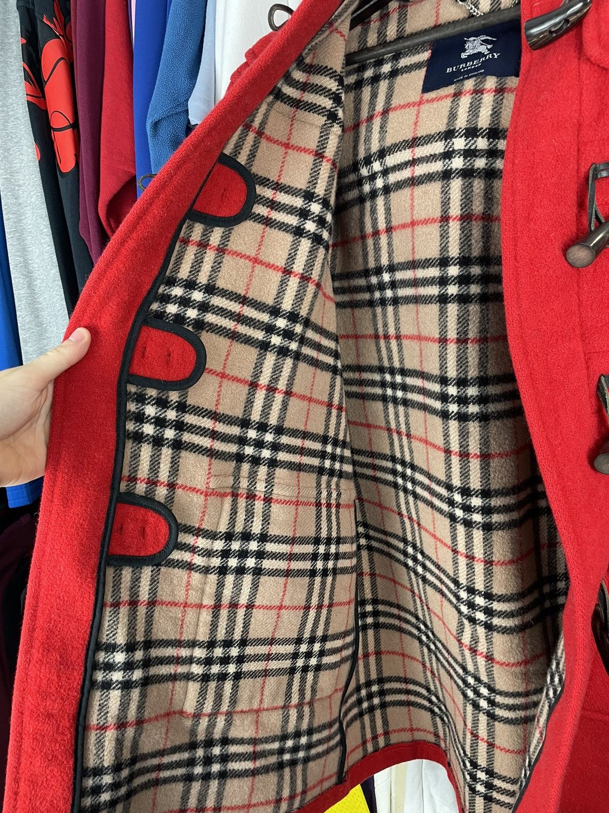 Burberry × Designer × Vintage Burberry Red Duffle coat wool fashion vintage 90s Size L / US 10 / IT 46 - 11 Thumbnail