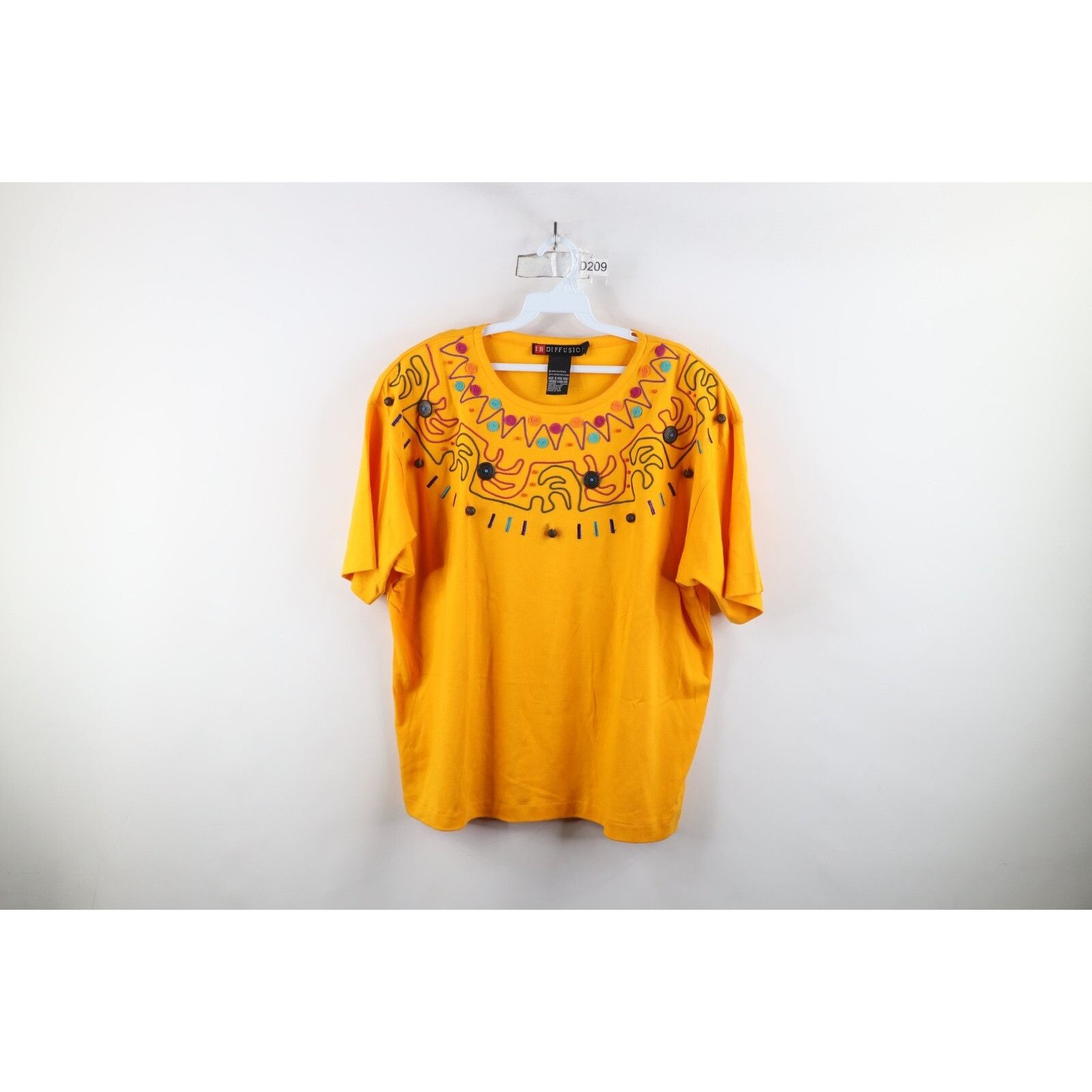 Vintage Vintage 90s Streetwear Abstract Beaded Baggy T-Shirt Fit S Size XL / US 12-14 / IT 48-50 - 1 Thumbnail