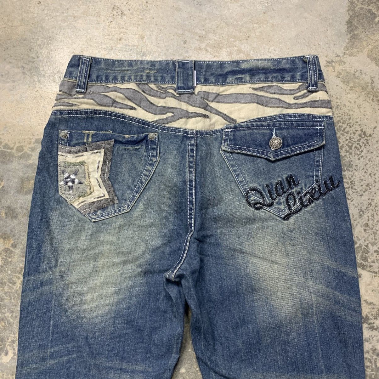 Japanese Brand × Vintage Flare KARI JYUA JEAN Clawmark Distressed Fade Jean Size US 31 - 16 Thumbnail