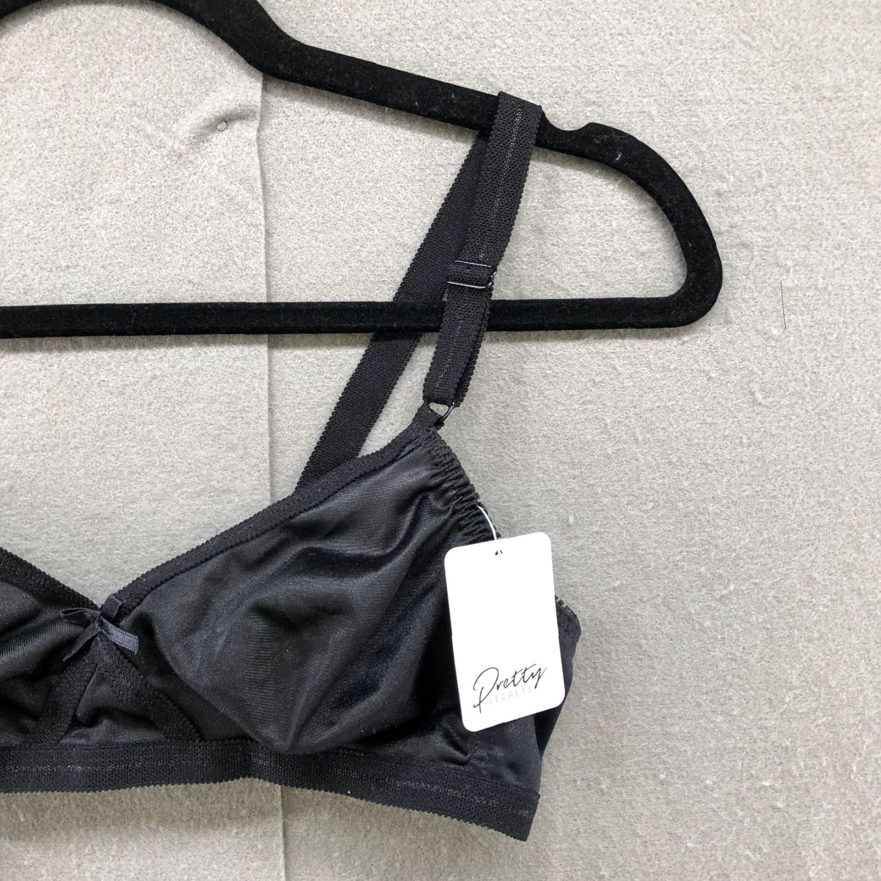 Vintage Pretty Secrets Satin Bralette 34C Unpadded Black Womens Size ONE SIZE - 4 Thumbnail
