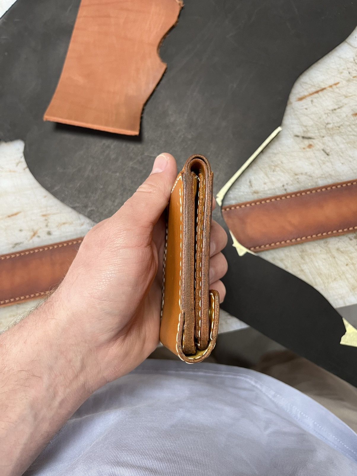 Other Handmade Leather Wallet Card Holder Brown Slim Bifold Craft Size ONE SIZE - 4 Thumbnail