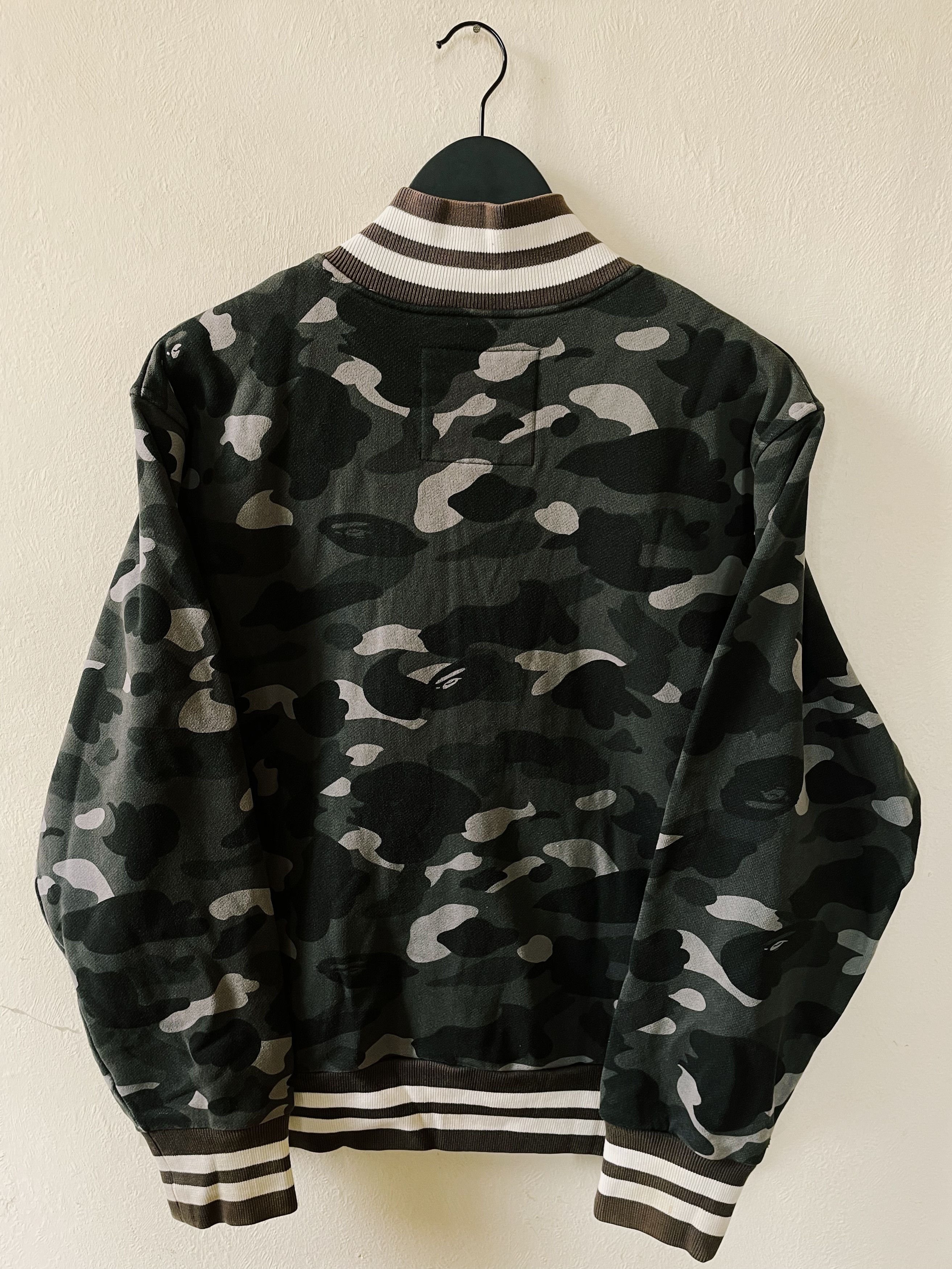 Bape A Bathing Ape Spellout Dark Camo Varsity Jacket