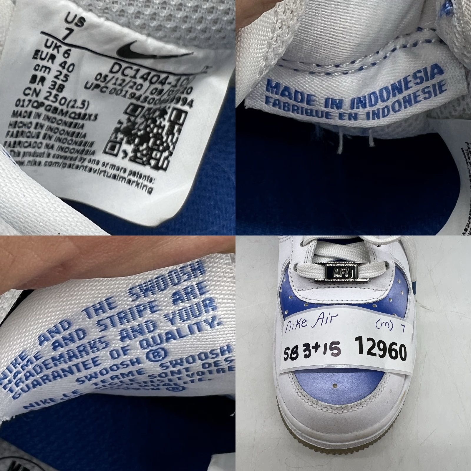 Nike Nike Air Force 1 Low New Jersey Nets Hardwood Classics Men M 7 / W 9 White Leather Sneaker Classic Nike Air Force 1 Mens Shoes 2020-Now Size US M / EU 48-50 / 2 - 8 Thumbnail