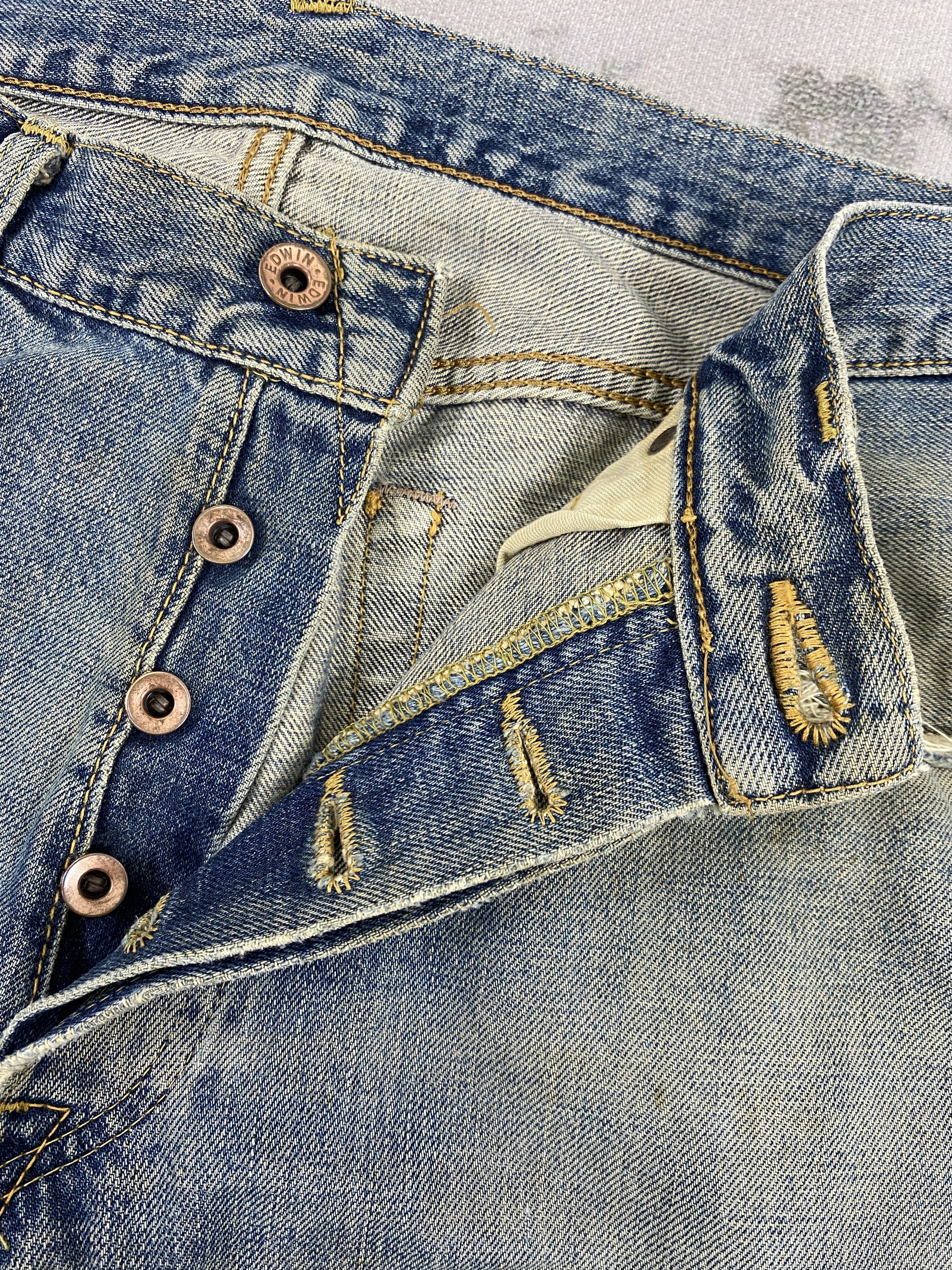 Edwin EDWIN 505X SELVEDGE FADED & RUSTY DISTRESSED DENIM-JN3565 Size US 32 / EU 48 - 7 Thumbnail