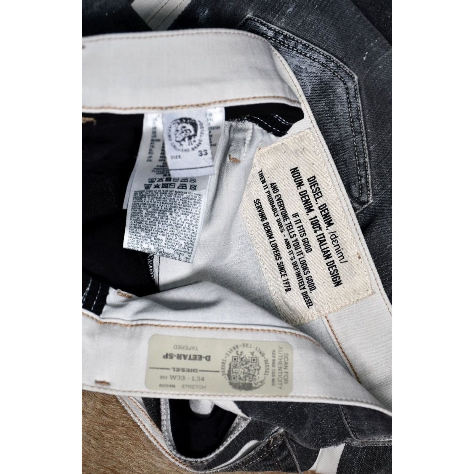 Diesel Diesel D-EETAR-SP 0094N TAPERED FIT Denim Jeans W33/L34 Men's Distressed Gray Cotton Polyester Size US 33 - 6 Thumbnail