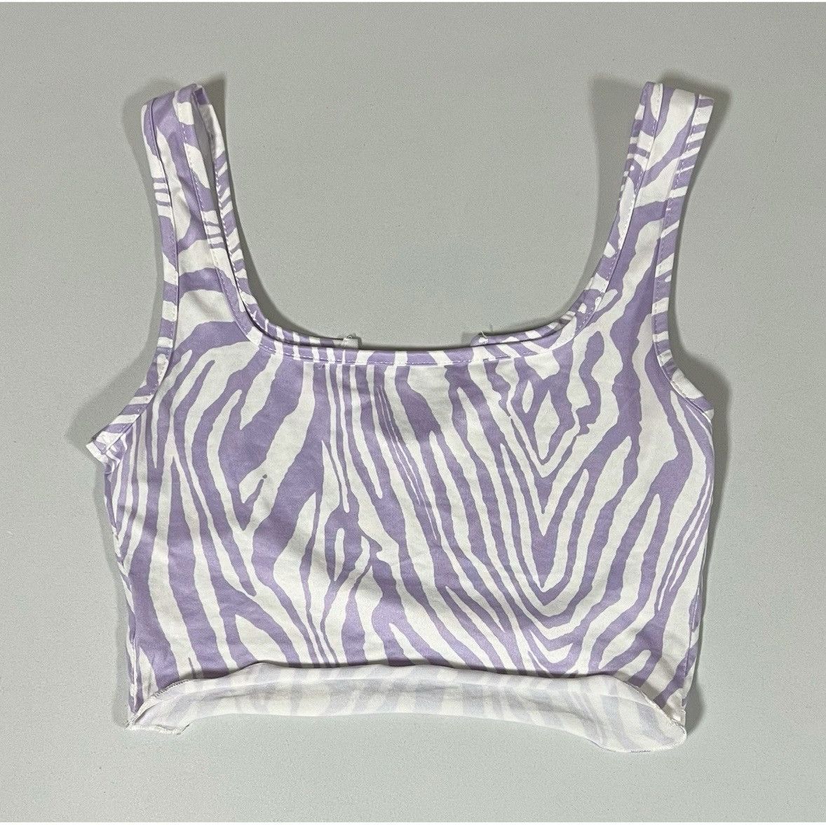 Japanese Brand Purple Pastel Zebra Print Y2K Crop Top T-Shirt Cami Size XS🦓 Size XS / US 0-2 / IT 36-38 - 3 Thumbnail