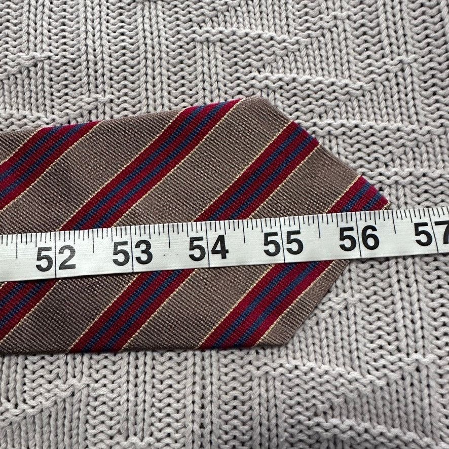 Saks Fifth Avenue Vintage Saks Fifth Avenue red and bronze striped silk tie Size ONE SIZE - 4 Thumbnail