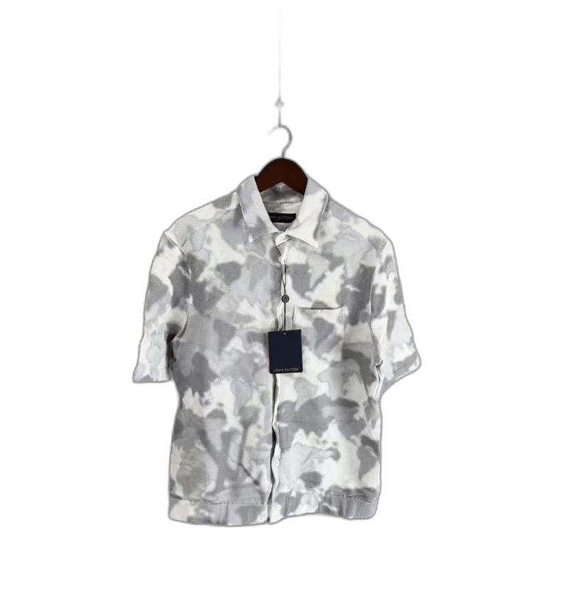 Louis Vuitton Gray White Camo Short Sleeve Shirt