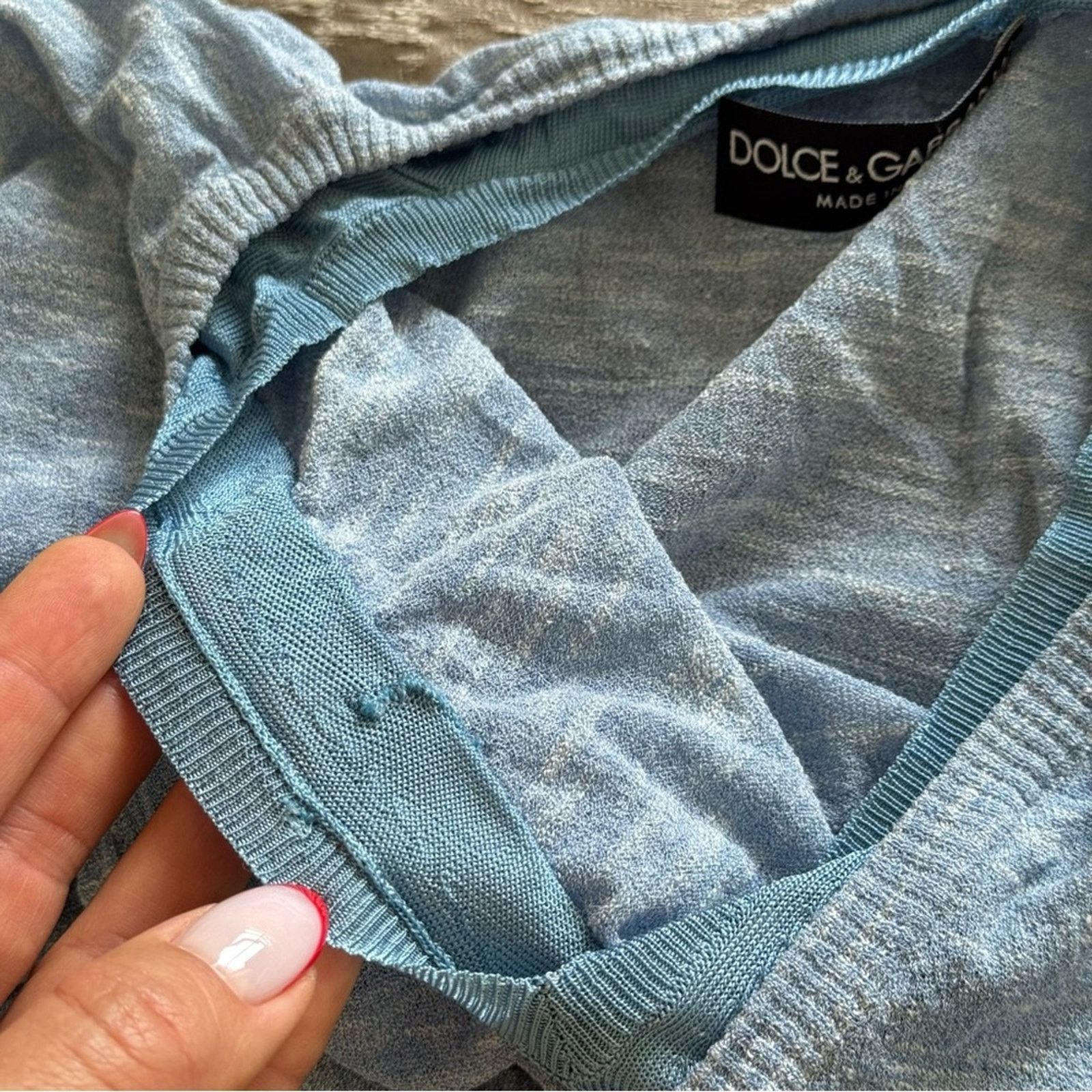 Dolce & Gabbana Dolce & Gabbana Sky Blue V-Neck Top, Size 38 Size XS / US 0-2 / IT 36-38 - 8 Thumbnail