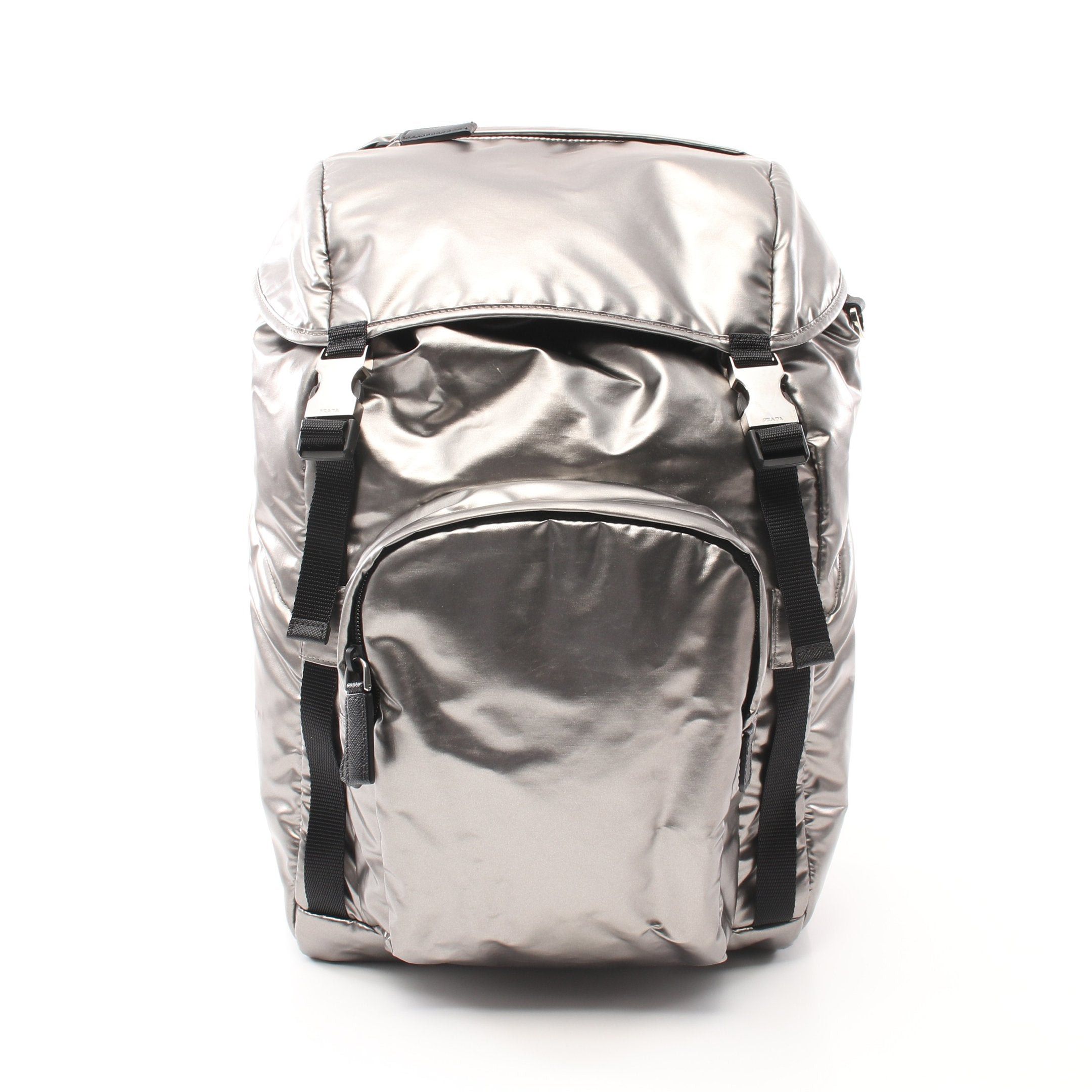 Prada Prada Backpack Rucksack Coated Canvas Saffiano Leather Silver Size ONE SIZE - 1 Thumbnail