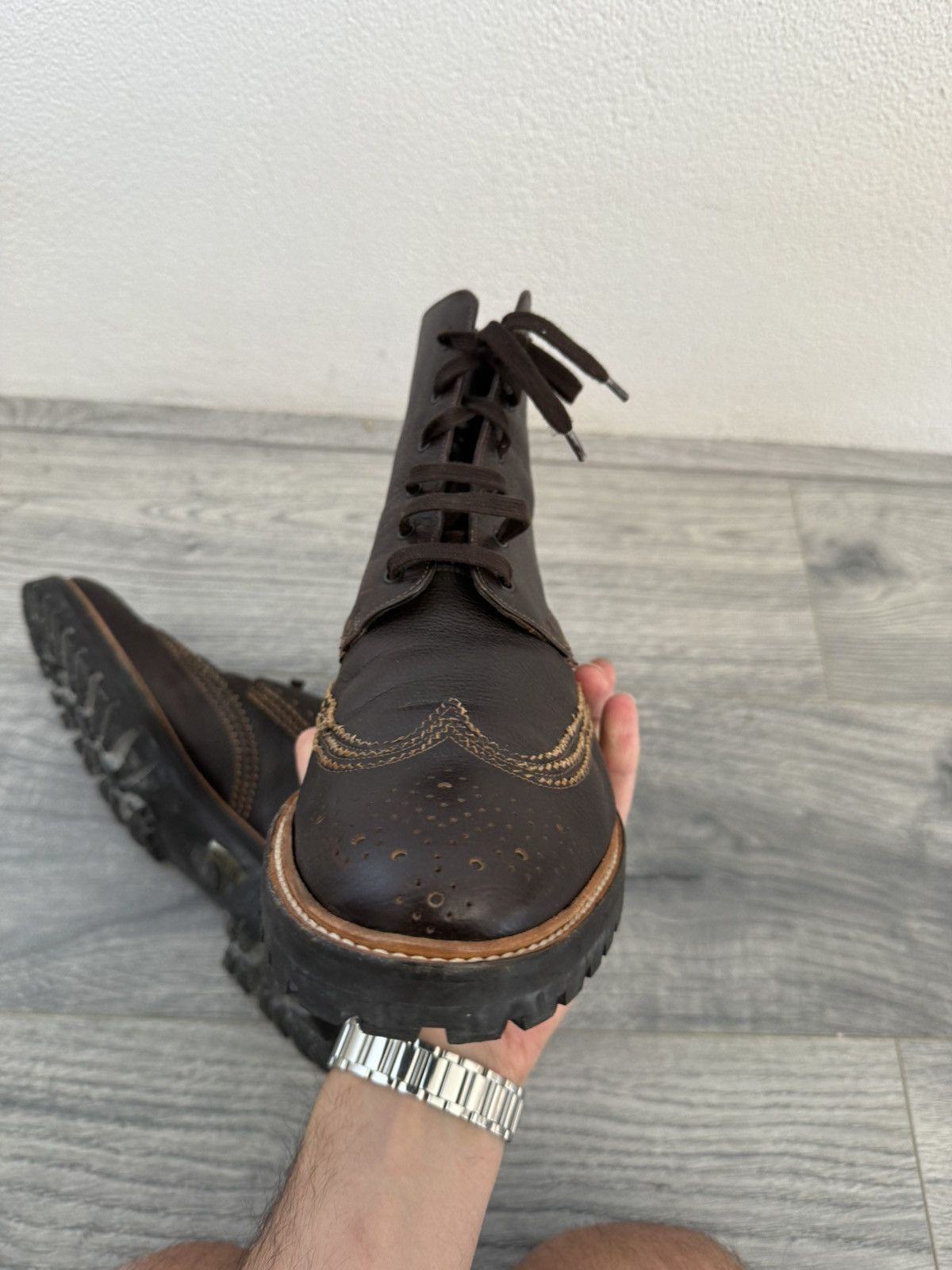 Givenchy Brown Brogue Combat Boots with Lug Sole Size US 7 / EU 40 - 18 Thumbnail