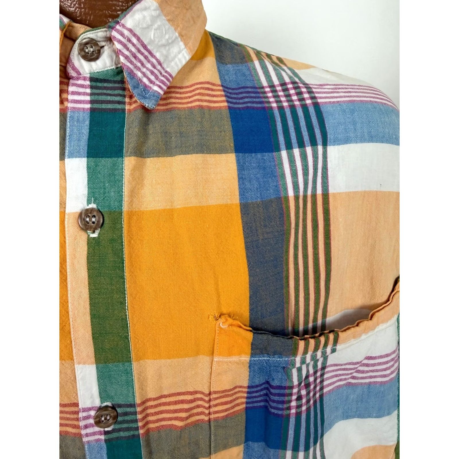 Arrow VINTAGE Arrow Criterion Shirt Men L Orange Plaid Button-Up 80s 90s Casual Oversized Short Sleeve Size US L / EU 52-54 / 3 - 6 Thumbnail
