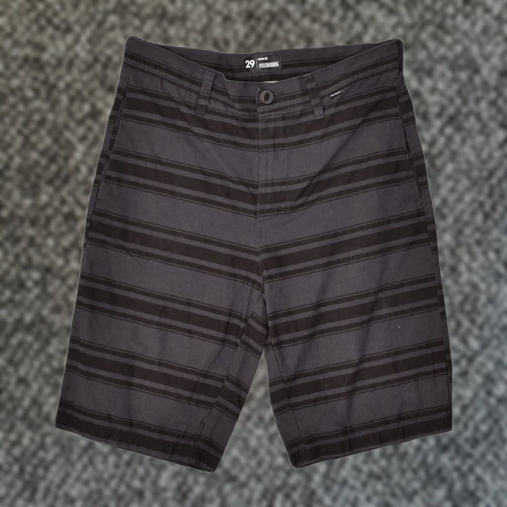 Hurley HURLEY Mens Chino Shorts Grey Striped Cotton W29 Small Size US 29 - 1 Thumbnail